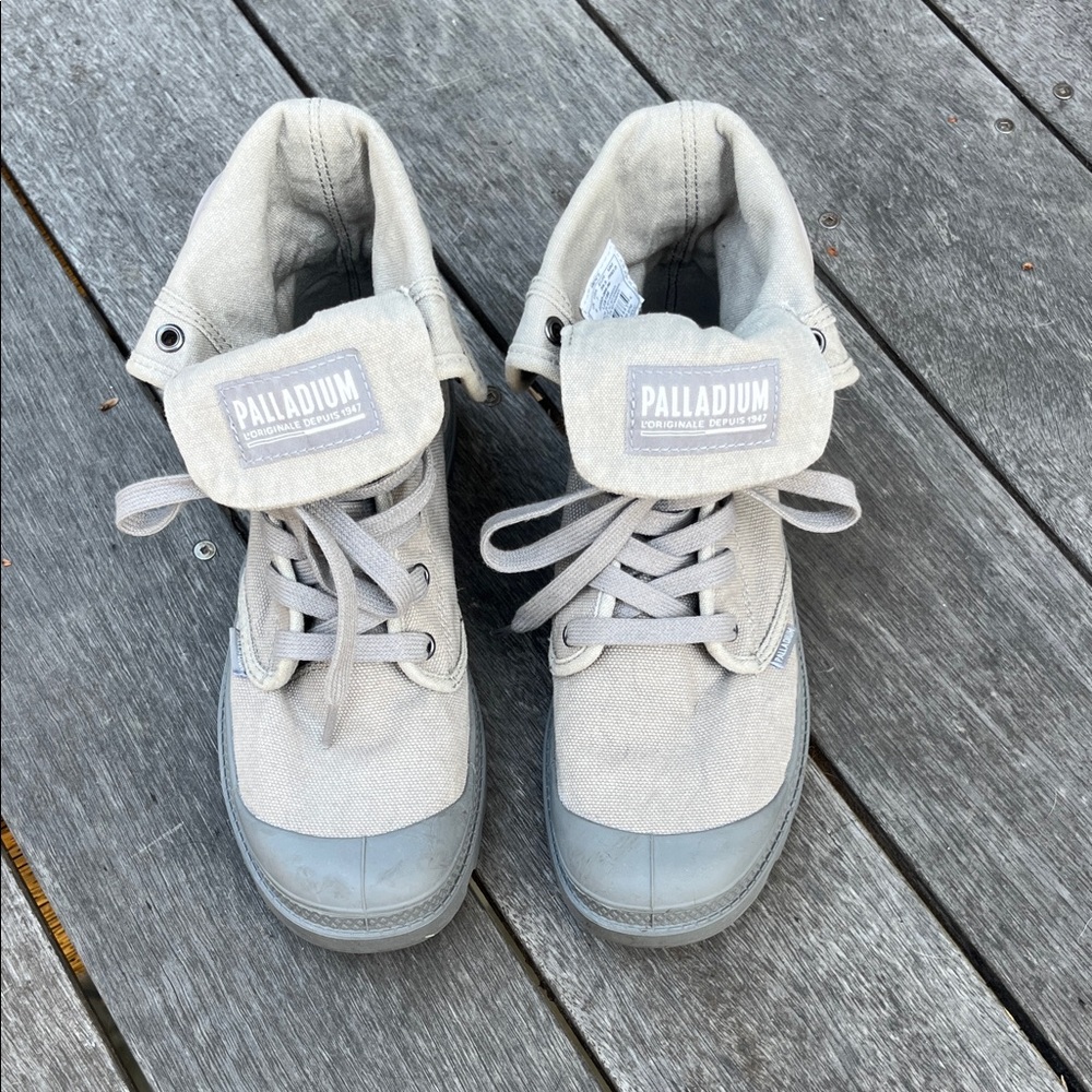 Palladium Men's Gray “Baggy” Canvas High-Top Boots